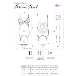 Livco Corsetti Fashion - Ensemble Persinne Pêche Corset + Culotte + Bas